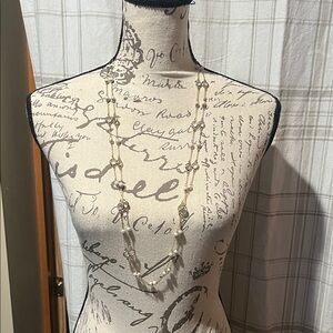 Elegant Long Pearl & Gold Bead Necklace - Women Jewelry